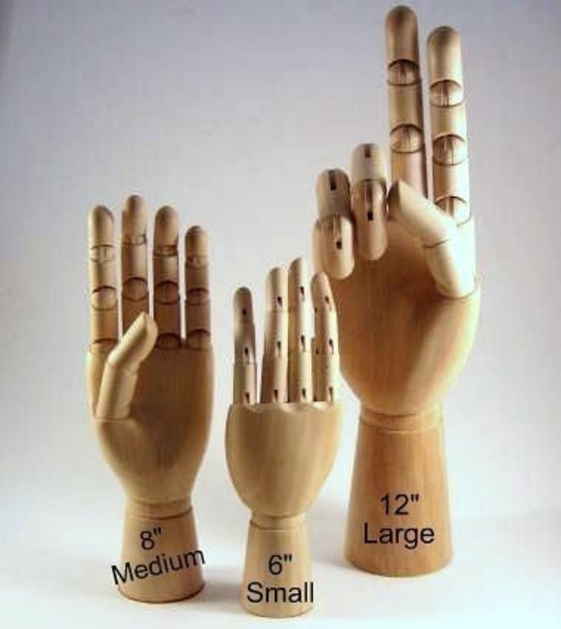 PAIR 6 Wooden Mannequin Display Hands SMALL 6 inch SET New image 5