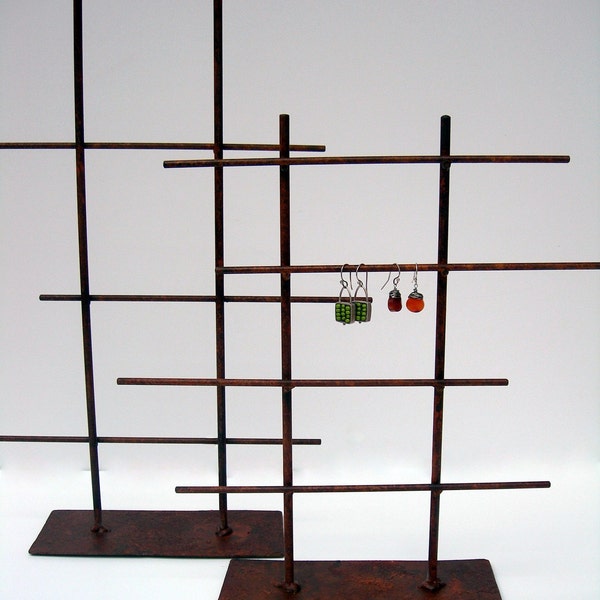 Jewelry Display Stand- Rustic Metal Pair - Short and Tall