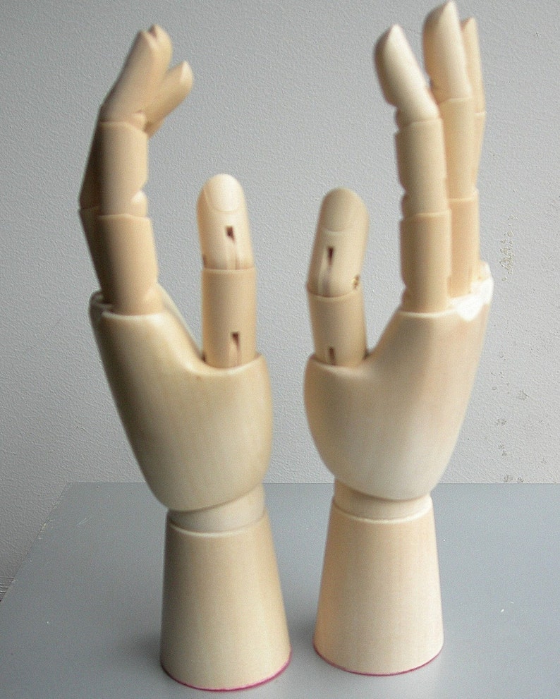 PAIR 6 Wooden Mannequin Display Hands SMALL 6 inch SET New image 3