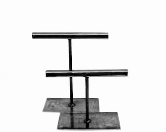 Natural Steel Metal Display Pair - Short and Tall