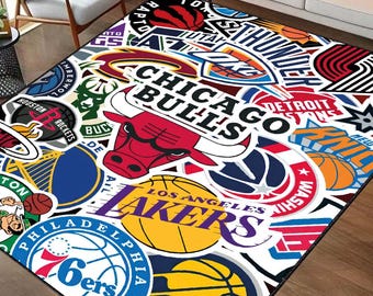 Tapis logo NBA, tapis équipe de basket-ball, tapis déco fans, tapis de sport pour chambre de garçons, cadeau pour lui ou elle, tapis cadeau fan NBA, tapis de sol pour amateur de sport
