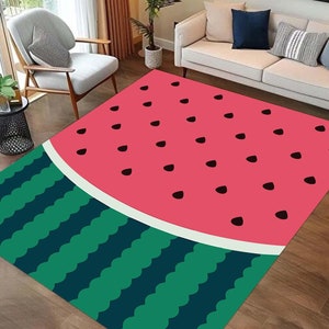 Watermelon Rug, Kitchen Rug Carpet, Fruit Decor Rug, Cute Nursery Play Mat, Kids Room Rug, Housewarming Gift, Area Rug, Kitchen Decor Rug,