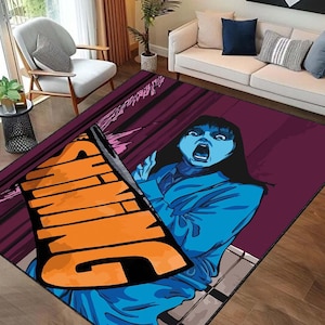 Le tapis brillant, le tapis brillant inspiré, tapis de sol art de fan de films d&#39;horreur, tapis de salon ou de décoration d&#39;Halloween, cadeau effrayant pour les amateurs d&#39;horreur