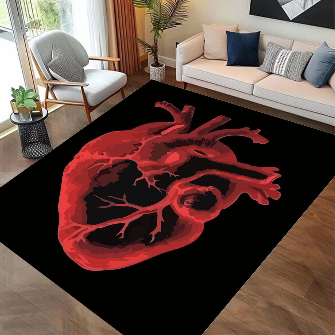 Area Rug, Anatomical Heart Area Rug - Bold Artistic Floor Rug - Unique ...