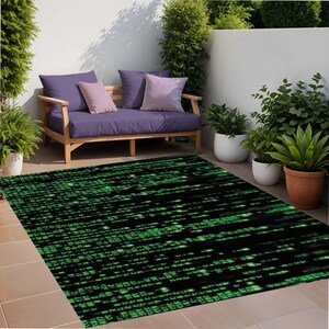 Washable Rug, Soft Rug, Cyber Matrix Code Rug, Futuristic Gamer Rug, Green Digital Aesthetic Mat, Sci-Fi Decor, Tech Lover Gift, Geek Home