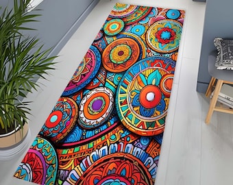 Entryway Rug, Runner Rug, Colorful Runner Rug, Mandala Runner Rug, Rainbow Rug, Hallway Rug, Corridor Rug, Stair Rug