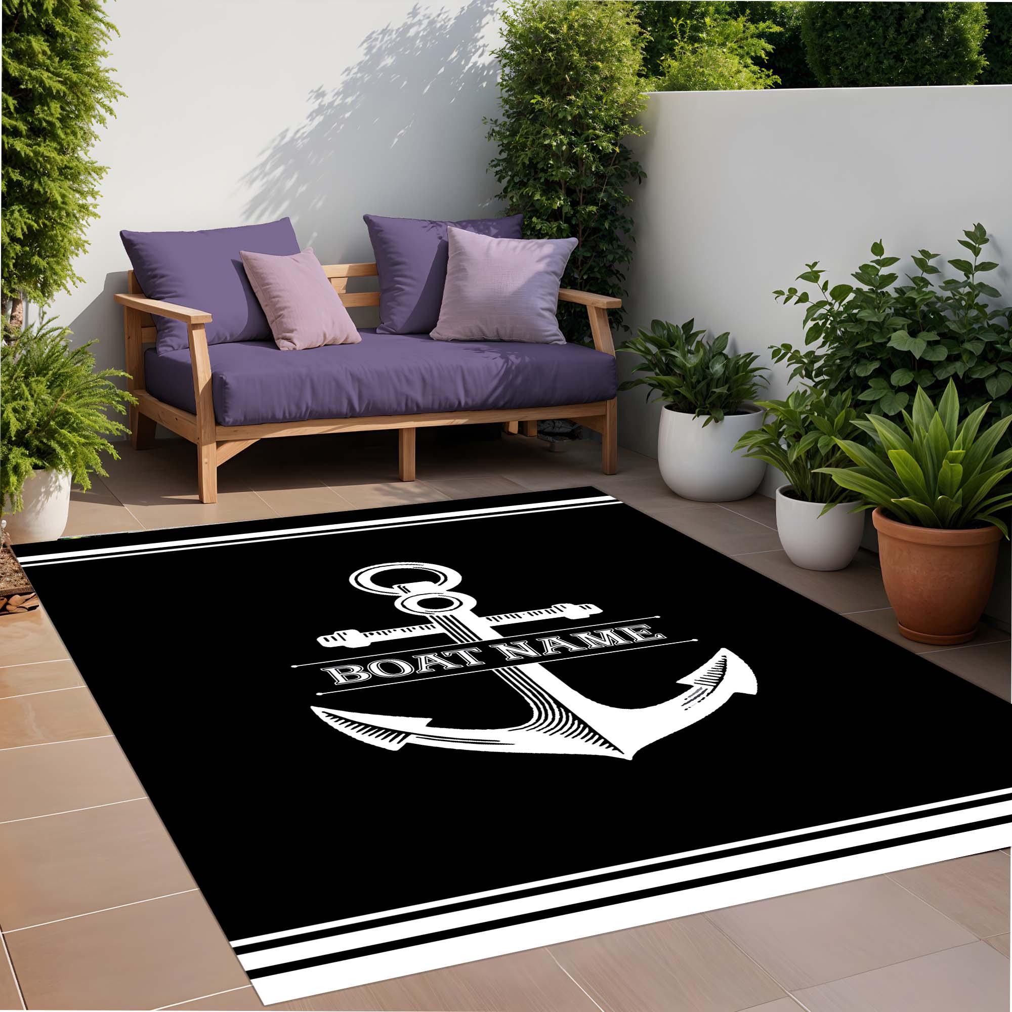 Yacht Rug, Boat Rug, Anchor Area Rug With Retro Look, Oriental