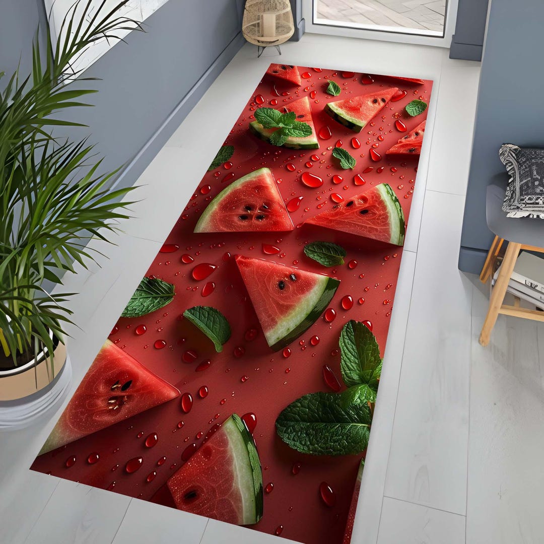 Runner Rug, Entryway Rug, Watermelon Runner Rug, Summer Fruit Print ...