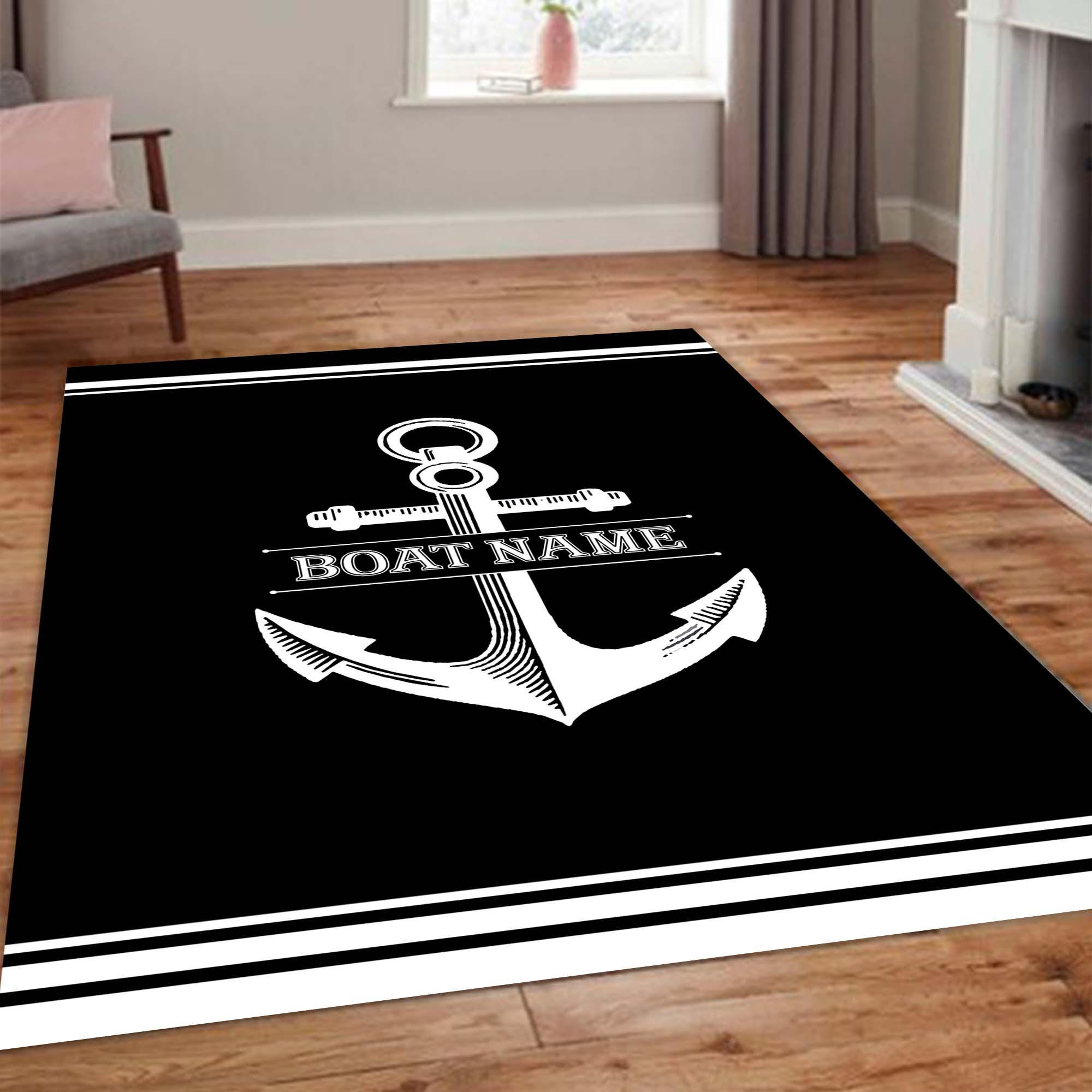 ラグ・カーペット USED YACHT RUG Yacht Rug, Boat Rug, Anchor Area Rug With Retro Look, Oriental