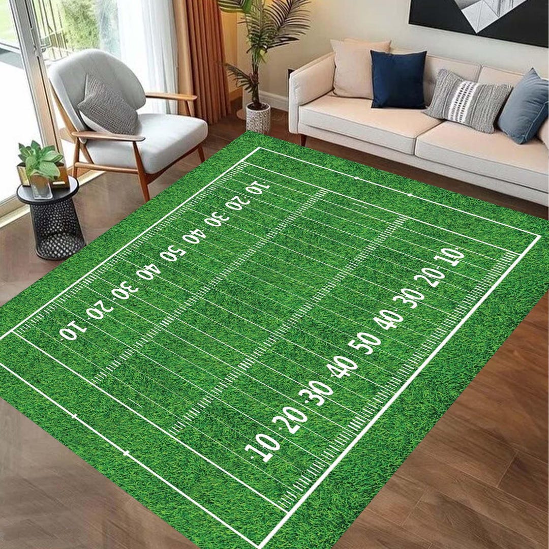 Football Field Area Rug, Sports Themed Carpet for Game Rooms, Kids ...