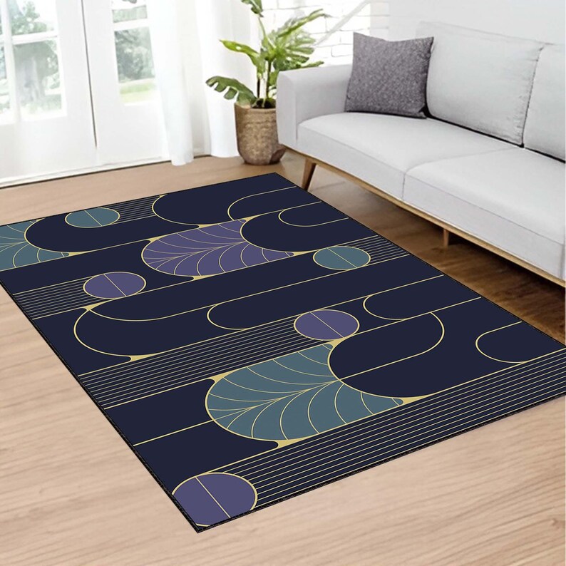 Mid Century Modern Rug, Scandinavia Rug, Minimalist Rug, Soft Rug, Aesthetic Rug, Modern Abstract Navy Rug, Geometric Rug, Art Decor Rug Mat