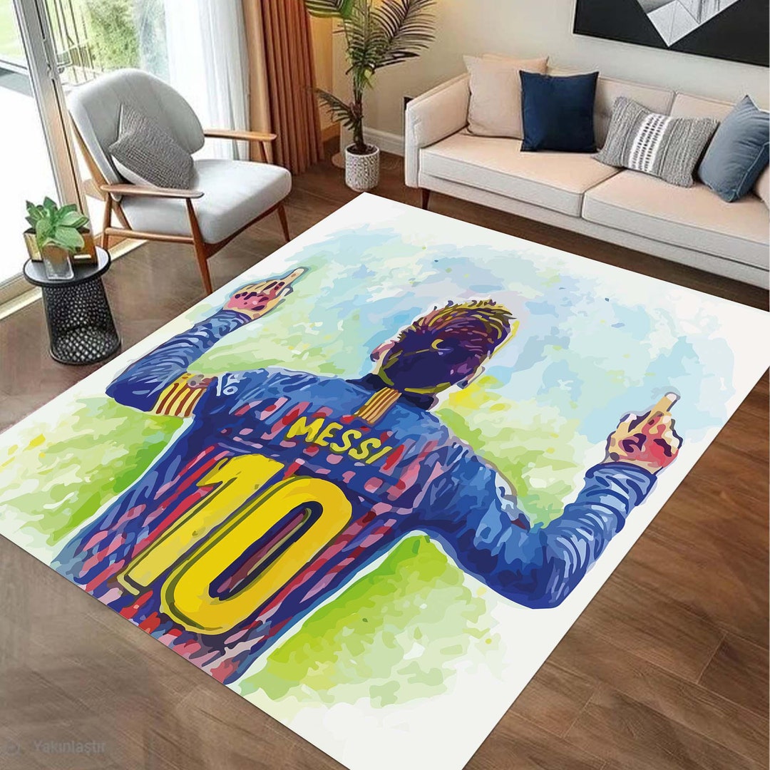 Area Rug, Lionel Messi Rug, Football Rug, Sports Mat, Legend, World Cup ...