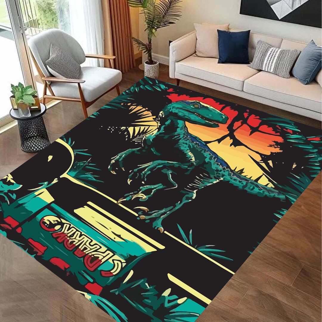 Soft Rug, Dinosaur Rug, Dinosaur Mat Decor, Jurassic Park Rug, Animal ...