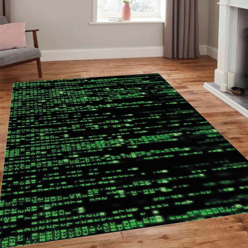 Html Coded Rug Washable Rug, Soft Rug, Cyber Matrix Code Rug, Futuristic Gamer Rug ...