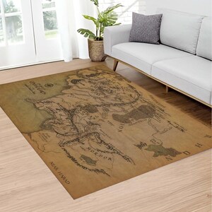 Middle Earth Map Rug, Lord of the Rings, Soft Rug Inspired Rug Mat,geek ...