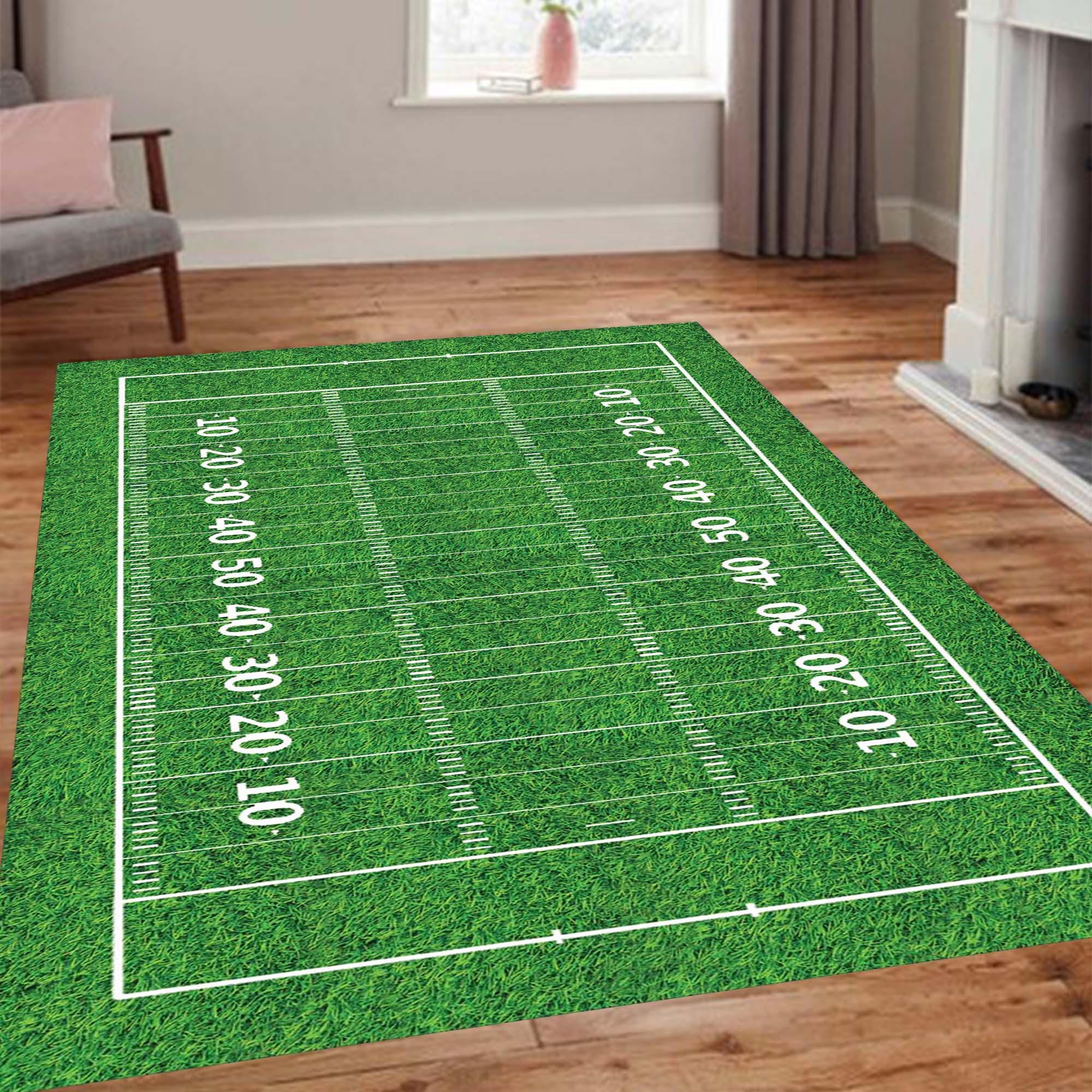 Foosball Rug Football Field Area Rug, Sports Themed Carpet for Game Rooms, Kids ...