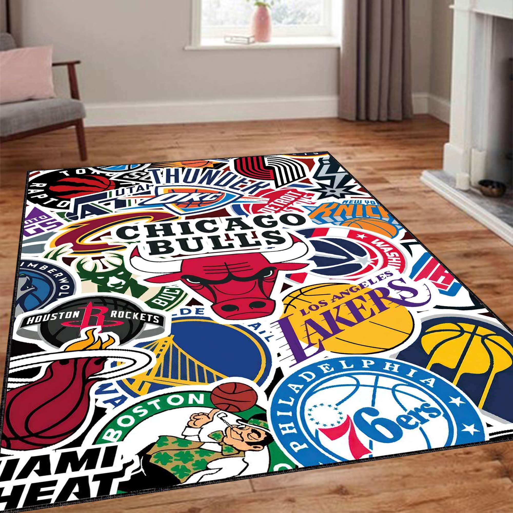 Nba Outdoor Rugs NBA Logo Rug, Basketball Team Rug, Fans Decor Rug, Boys Room Sports Rug ...