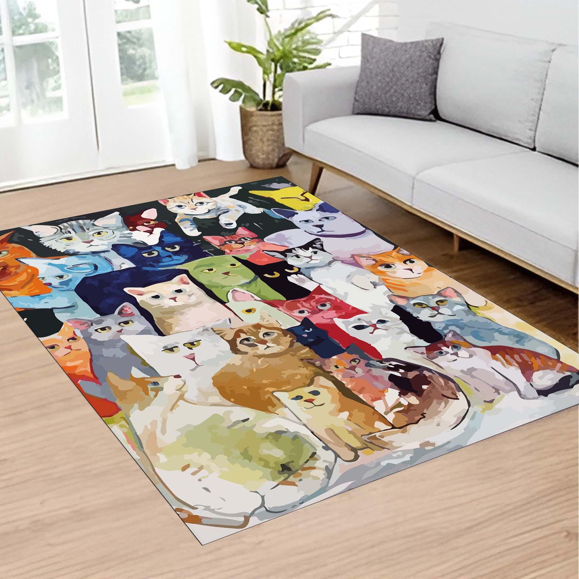 Soft Cat Rug Cat Themed Rug, Animal Rug, Cat Area Rug, Cat Art Rug, Cute Cat Rug ...