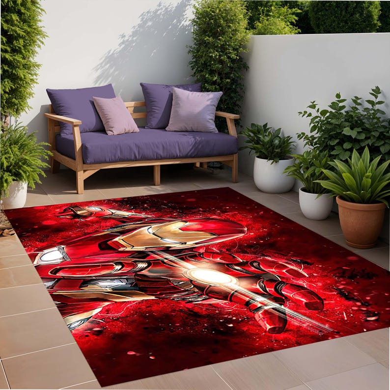Icoon Man Rug Red Iron Man Rug, Ironman Rug, Avenger Rug, Soft Rug, Non Slip Based ...