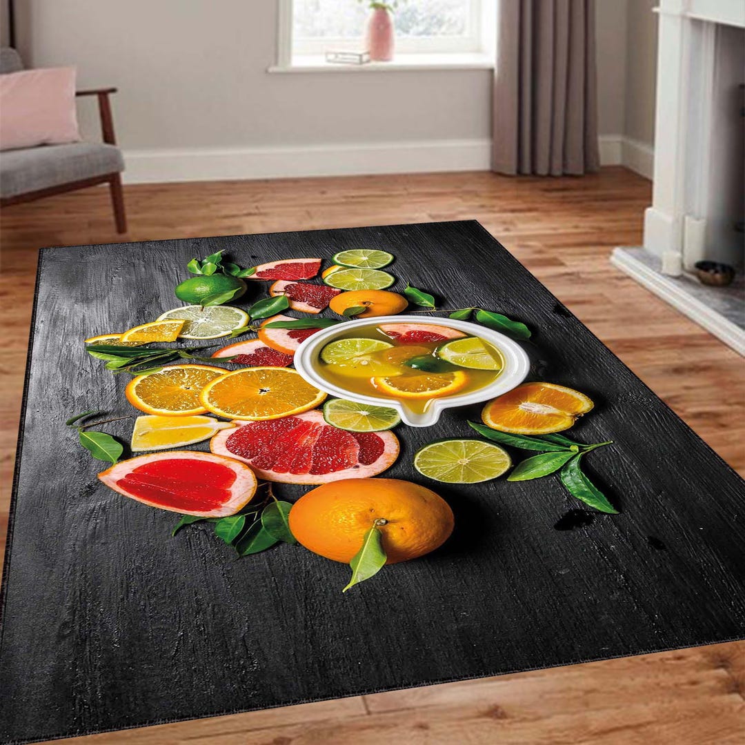 Kitchen Rug, Fruits Rug, Fruit Decor Rug, Soft Rug, Kitchen Decor Rug ...