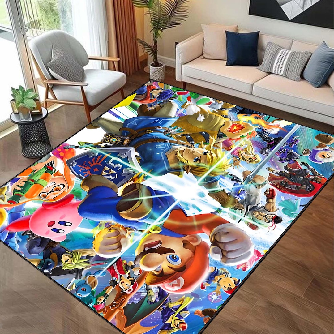 Reference Game Store Rug Gamer Rug With Iconic Characters, Colorful Boys Room Carpet, Video Game ...