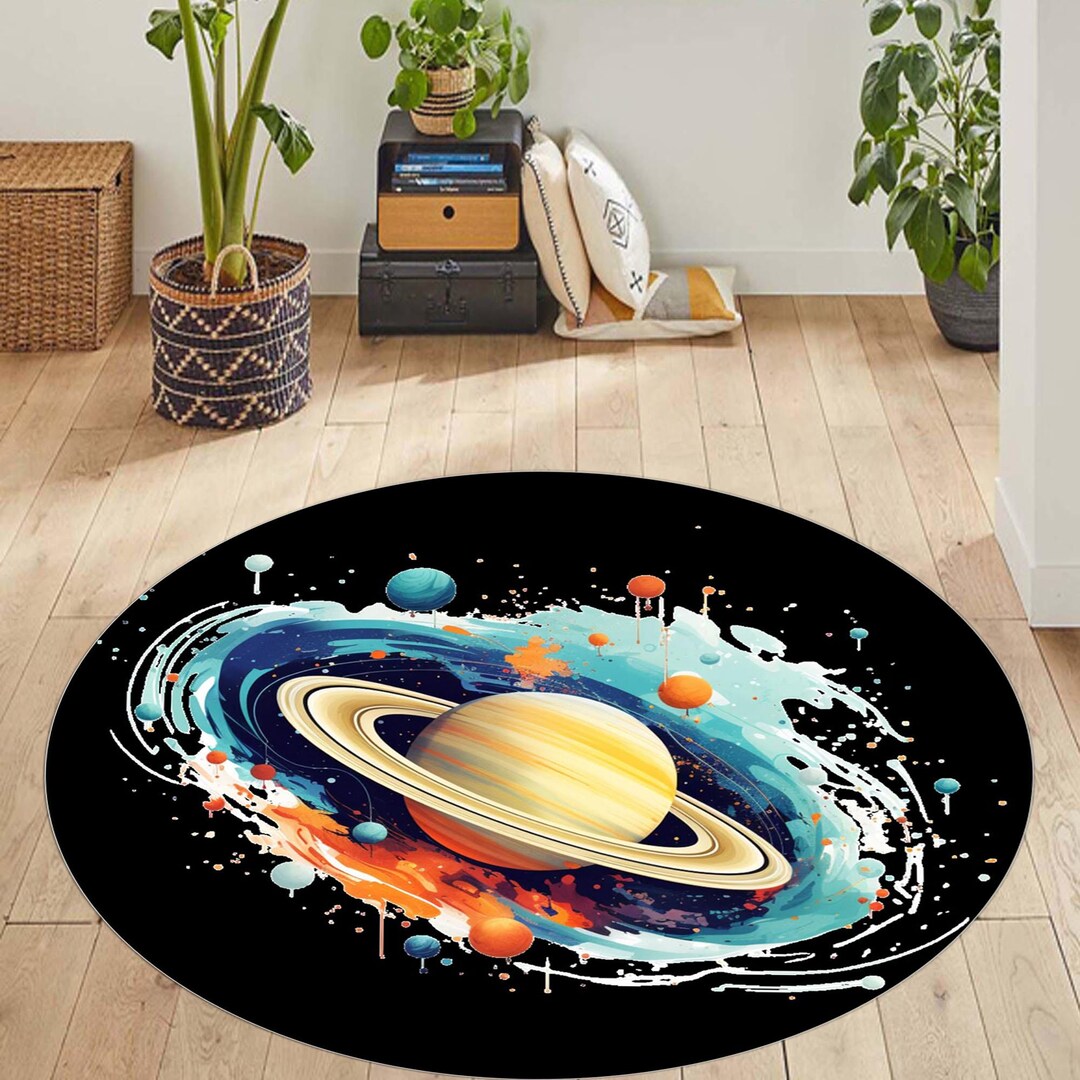Nasa Rug Round Saturn Planet Round Rug, Space Theme Galaxy Rug, for Kids Room Rug ...