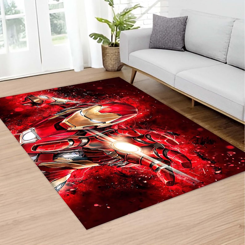 Icoon Man Rug Red Iron Man Rug, Ironman Rug, Avenger Rug, Soft Rug, Non Slip Based ...