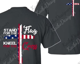 Fique em pé pela bandeira, ajoelhe-se para a cruz png, arquivo digital cristão patriótico para homens e mulheres, cruz do orgulho americano png, baseado na fé png