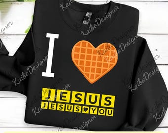 I Love Jesus Waffle Heart Funny Christian Breakfast png, Vintage Christian png for Men Women, Retro Faith Graphic png, Religious Gift