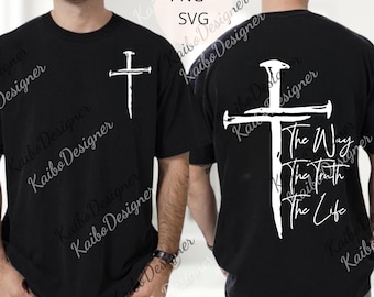The Way, The Truth, The Life png, Bold Cross Digital Download with Inspirational Scripture, Christian Gift png