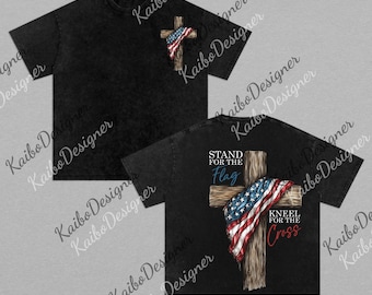 Stand For The Flag I Kneel For The Cross png, American Flag svg, USA png, Retro 4th of July png, Patriotic svg