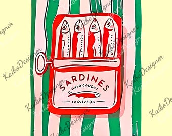 Sardines png, Tinned Fish png, Portugal png, Vintage Sardine png, Coastal Aesthetic, Travel png, Fish png