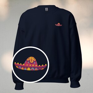 Embroidered Sombrero Sweater, Mexican Christmas Sweater, Feliz Navidad Sweatshirt, Dia de Los Muertos Sweater, Embroidery Sweater