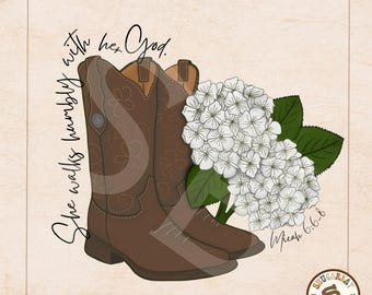 Bottes de cow-girl PNG, graphique de la foi occidentale, dicton chrétien (téléchargement numérique)