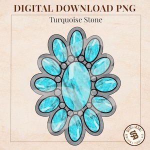 Gema turquesa Western PNG: Gráficos de rodeo, diseño de vaquera (descarga digital)