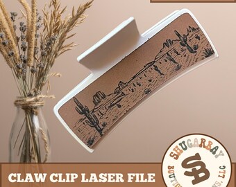 Digital File SVG - Desert Scene Claw Clip