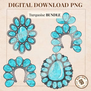 Turquoise Gem Western PNG: BUNDLE, Rodeo Graphics, Cowgirl Design (Digital Download)