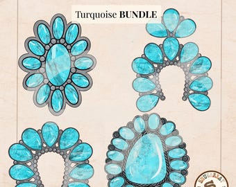Gema turquesa Western PNG: PAQUETE, Gráficos de rodeo, Diseño de vaquera (Descarga digital)