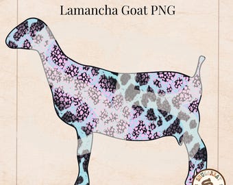 Turquoise Cheetah Lamancha Goat PNG | Livestock Art (Digital Download)