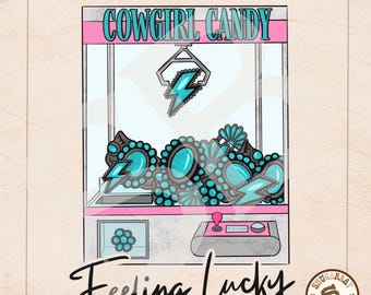 Cowboy Candy PNG, graphique Western Turquoise, Cowgirl Sublimation DTF Design, Boutique chemise PNG, Western Digital Download