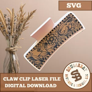 Western Floral  SVG, Western Laser Cut File, Claw Clip Template, Leather Engraving Design, XTool SVG