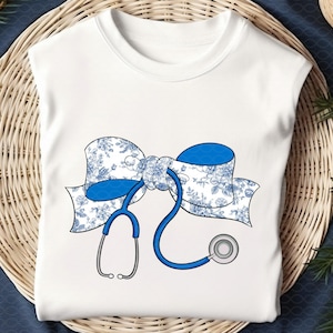 Blue Nurse Coquette Bow Stethoscope Nursing Doctor,Nurse Coquette Png, Nurse Bow Stethescope Png,Nurse Life Png,Nurse Shirt Png,Nurse Bow