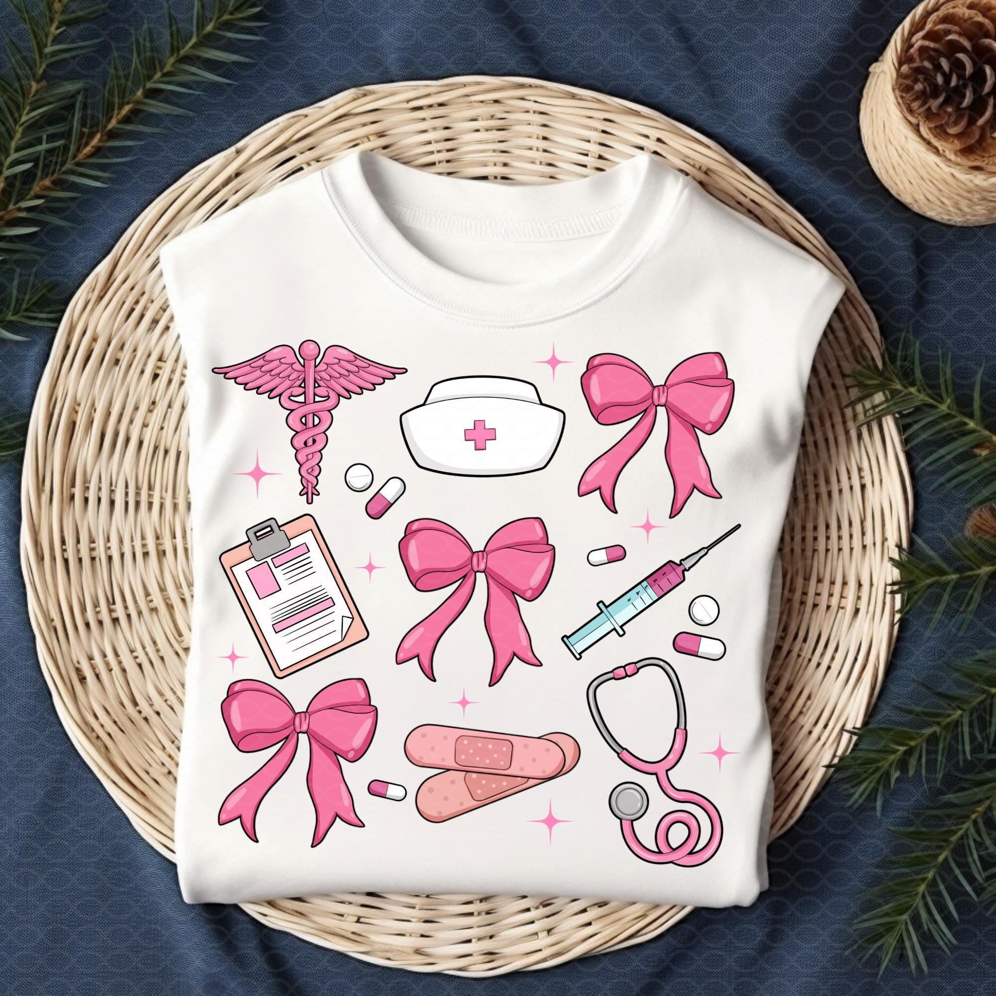 Nurse coquette png,nurse png,nurse life png,digital download,nurse bow png,pink nurse coquette png,nurse shirt design png,sublimation design