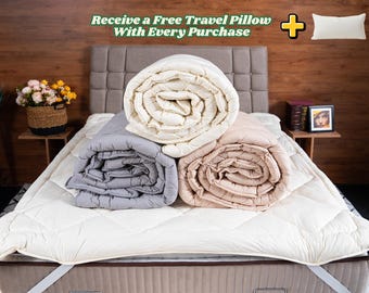Natural Wool Comforter | Organic Handmade Wool Duvet | Breathable 4-Season Bedding in 6 Fabric Colors/14 Size Options