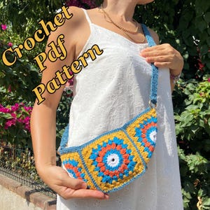 Granny Square Crochet Bag Pattern PDF – Crossbody Purse Tutorial, Boho Shoulder Handbag Pattern, Easy Beginner DIY, Instant Download