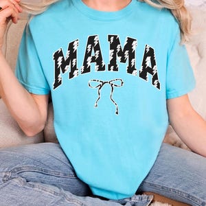 Women&#39;s MAMA Lightning Bolt Shirt, Lightning Bolt Tee, Mama Tee, Bright Colored Shirt, 90s Inspired Shirt, Comfort Colors, Coquette Bow Tee