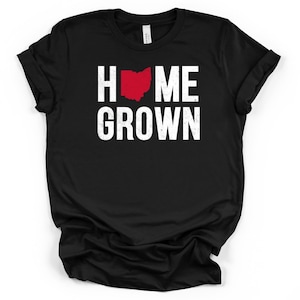 Home Grown Ohio T-Shirt Red State Graphic Black Shirt Distressed Vintage Style Buckeye State Pride Tee Unisex