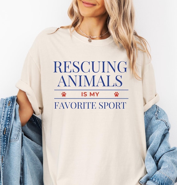 Rescuing Animals Is My Favorite Sport Comfort Colors Shirt, Animal Rescue Tee, Dog Cat Shelter Volunteer Gift, Rescue Pet Lover Top
