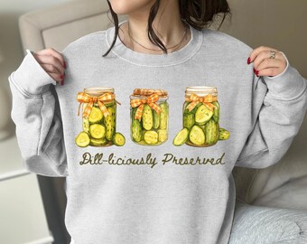 Pickle Lover Sweatshirt | Funny Canning Crewneck for Homesteaders | Gildan Unisex Pullover | Cozy Farmhouse Preserving Gift Idea