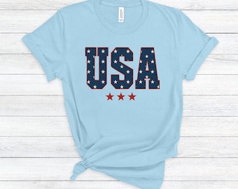 USA Graphic Unisex Tee, America T-Shirt, Red White and Blue Tee, Fourth of July T-Shirt, 4th of July, Patriotic Tee, Stars and Stripes Tee